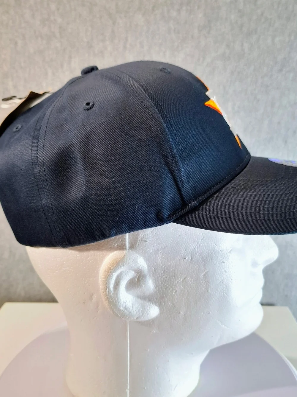 47 Brand Astros Black Cap with Orange and White Star H Logo
